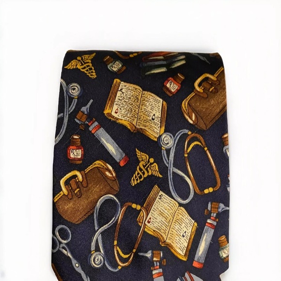 ALYNN Neckwear Mens Necktie 100% Silk Doctor Theme Tie Creative American Design - Picture 3 of 8